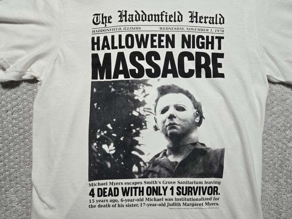 American Classics Halloween Movie Haddonfield Herald Newspaper Graphic T-Shirt